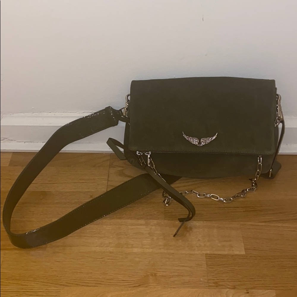 Zadig&Voltaire Rocky Suede Shoulder Bag in Khaki